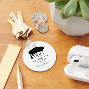 Custom PhD Doctoral Hat Doctoral Degree Graduation Key Ring