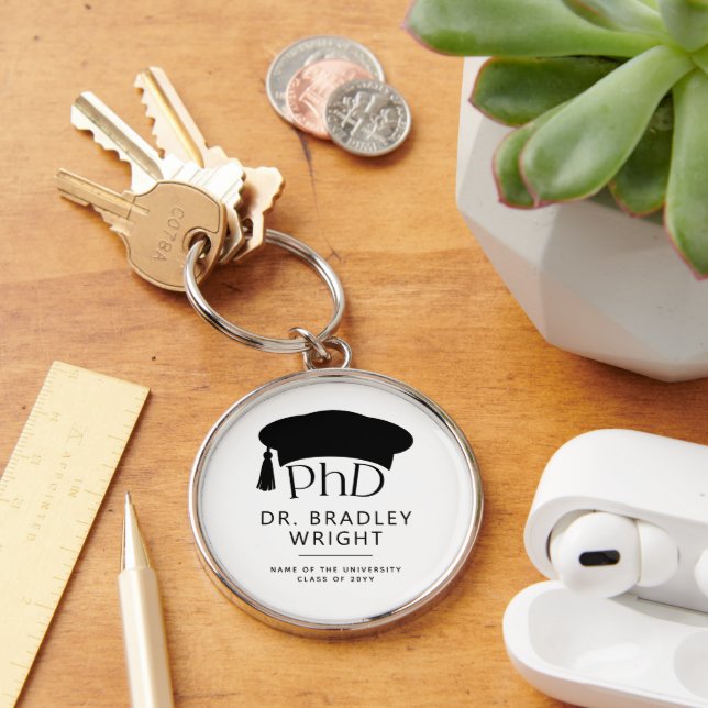 Custom PhD Doctoral Hat Doctoral Degree Graduation Key Ring (Desk)