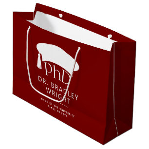 Custom PhD Doctoral Hat Doctoral Degree Graduation Large Gift Bag