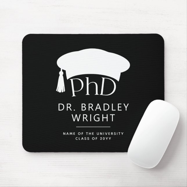 Custom PhD Doctoral Hat Doctoral Degree Graduation Mouse Pad (With Mouse)