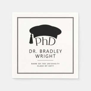 Custom PhD Doctoral Hat Doctoral Degree Graduation Napkin
