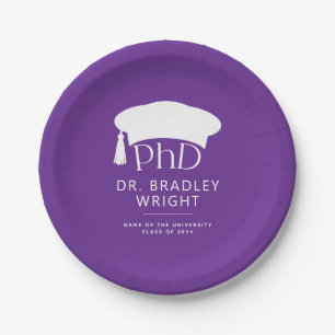 Custom PhD Doctoral Hat Doctoral Degree Graduation Paper Plate