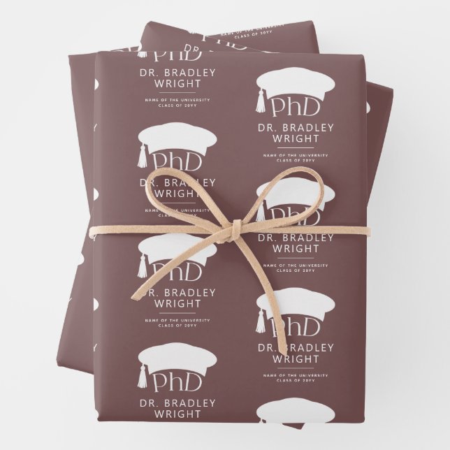 Custom PhD Doctoral Hat Doctoral Degree Graduation Wrapping Paper Sheet (In situ)