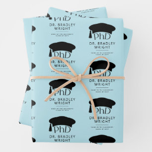 Custom PhD Doctoral Hat Doctoral Degree Graduation Wrapping Paper Sheet
