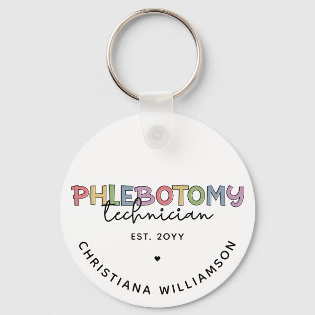 Custom Phlebotomy Technician PBT Phlebotomy Tech Key Ring (Front)