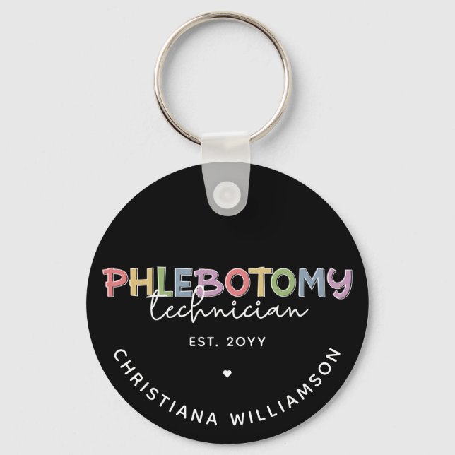 Custom Phlebotomy Technician PBT Phlebotomy Tech Key Ring (Front)