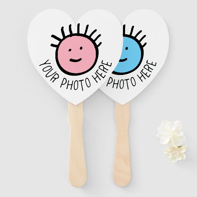 Custom Photo 10 x HEART HAND FANS, FAVORS Template Hand Fan (Front and Back)