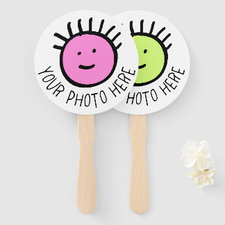 Custom Photo 10 x ROUND HAND FANS, FAVORS Template Fan