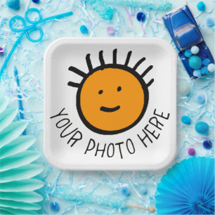 Custom Photo 12 LARGE SQUARE PAPER PLATES Template