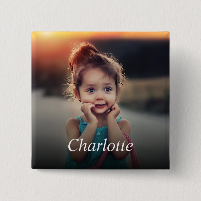 Custom Photo 15 Cm Square Badge (Front)