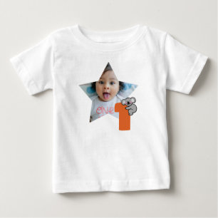 Custom Photo 1st Birthday, One Sweet Year, Koala Baby T-Shirt