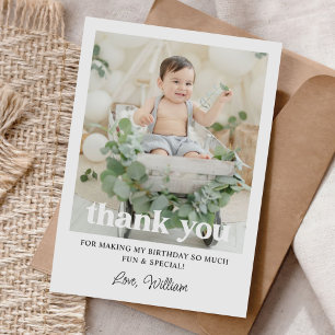Custom Photo 1st Birthday Party  Thank You Card