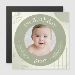 Custom Photo 1st Birthday - Personalised Magnetic Invitation