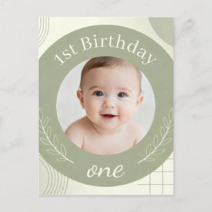Custom Photo 1st Birthday - Personalised Postcard 