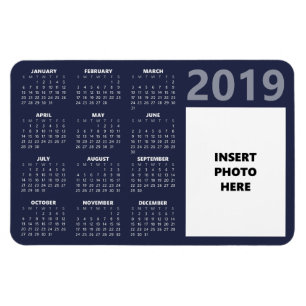 Custom Photo 2019 Calendar Magnet - Midnight Blue