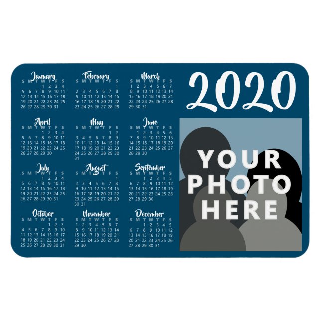 Custom Photo 2020 Calendar Magnet Template (Horizontal)
