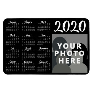 Custom Photo 2020 Calendar Magnet Template Black
