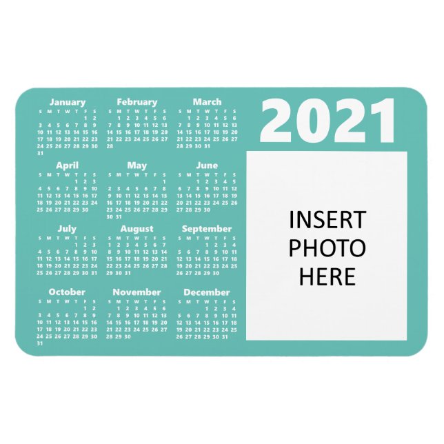 Custom Photo 2021 Calendar Magnet | Teal (Horizontal)