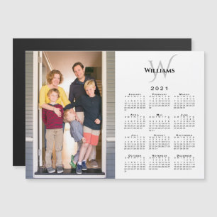 Custom Photo 2021 Calendar Monogram Name on White