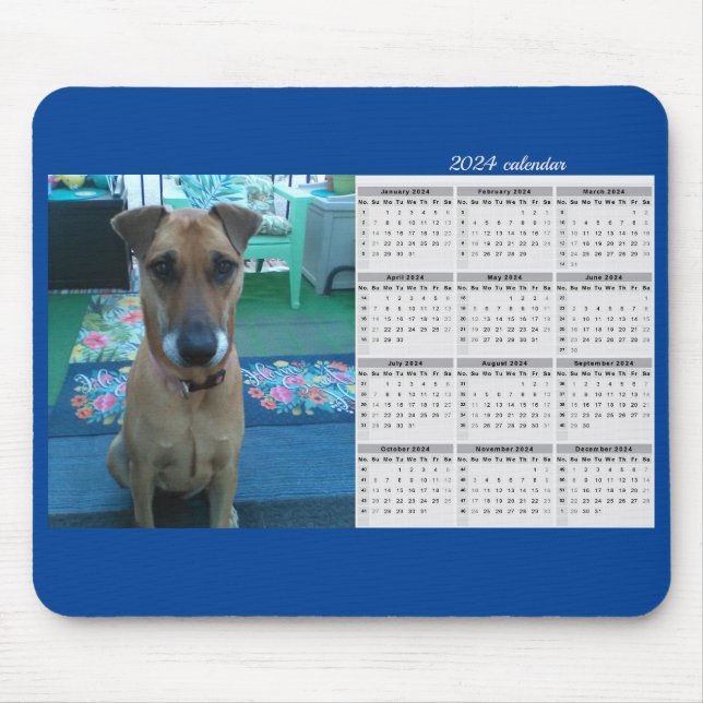 Custom Photo 2024 Calendar Custom Colour Mouse Pad (Front)