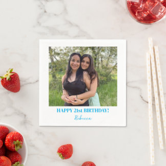 Custom Photo 21st 30th 40th 50th 60 Birthday Party Napkin