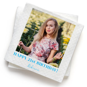 Custom Photo 21st 30th 40th 50th 60 Birthday Party Napkin