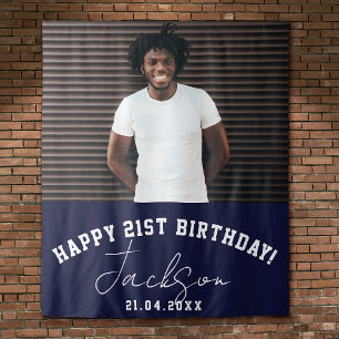 Custom Photo 21st Birthday Party Wall Backdrop Tapestry