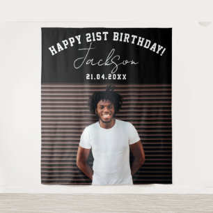Custom Photo 21st Birthday Party Wall Backdrop Tapestry
