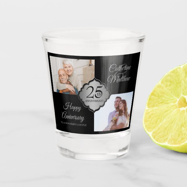 Custom Photo 25th Anniversary  Shot Glass (Front)