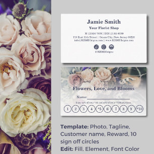 Custom Photo 2 Tier Rewards Florist  Loyalty Card