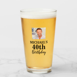 Custom Photo 40th Birthday Party Favour Glass