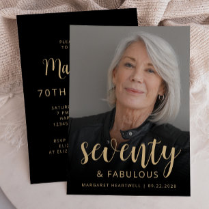 Custom Photo 70 and Fabulous 70th Birthday Party Invitation