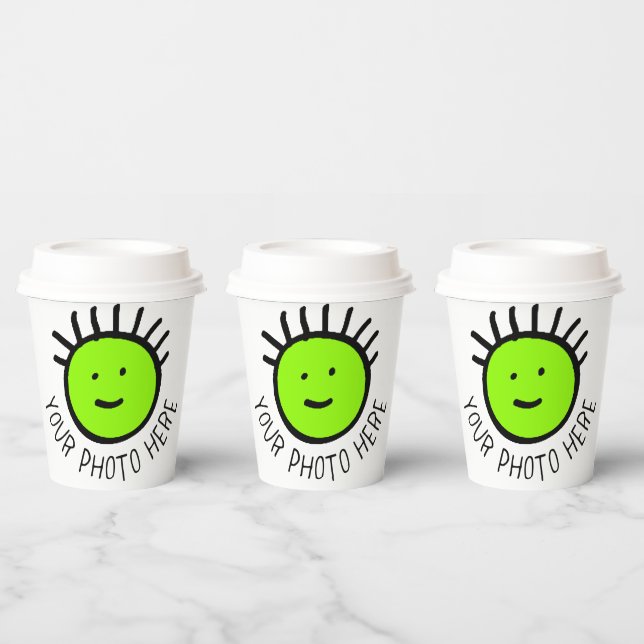 Custom Photo 8 PARTY PAPER CUPS with LIDS Template (Multi)