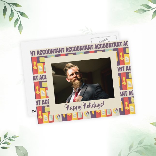 Custom Photo Accountant Happy Holidays Holiday Postcard (Creator Uploaded)