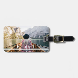 Custom Photo Add Your Name Modern Lines Luggage Tag