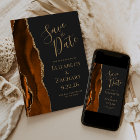 Custom Photo Agate Burnt Orange Gold Save the Date