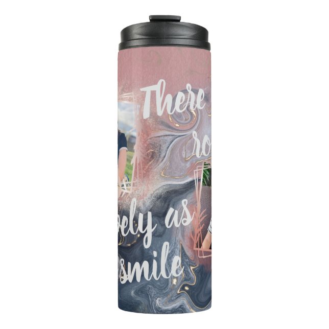 Custom Photo Agate Dusty Blue Rose Thermal Tumbler (Front)