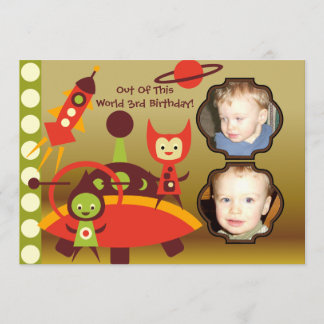 Custom Photo Alien Invasion Birthday Invitation