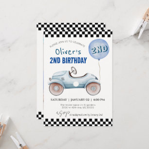 Custom photo, All age, car theme boy birthday Invitation