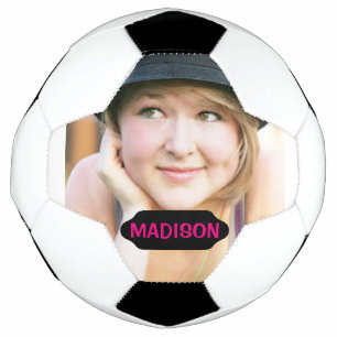 Custom photo and black name plate soccer ball