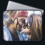 Custom Photo and Brush Script Monogram Laptop Sleeve<br><div class="desc">This piece is a personalised, modern, and self-customised design. It features a photo which the customer replaces with their own photograph and brush script initials. This print will surely add to any man's or woman's personal style, making him or her fashionable and bold. This particular design allows for customisation of...</div>