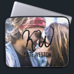 Custom Photo and Brush Script Monogram Laptop Sleeve<br><div class="desc">This piece is a personalised, modern, and self-customised design. It features a photo which the customer replaces with their own photograph and brush script initials. This print will surely add to any man's or woman's personal style, making him or her fashionable and bold. This particular design allows for customisation of...</div>
