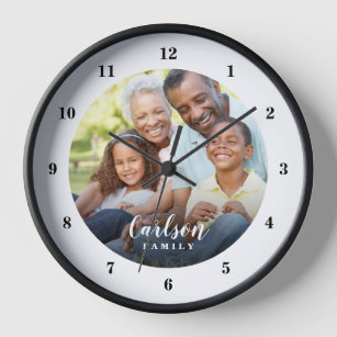 Custom Photo and Family Name Personalised Clock