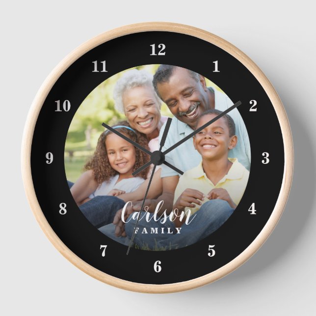 Custom Photo and Family Name Personalised Clock (Front)