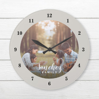 Custom Photo and Family Name Personalised Large Clock
