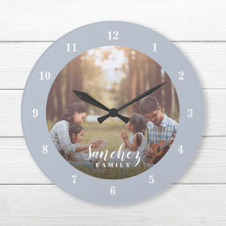 Custom Photo and Family Name Personalised Large Clock