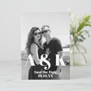 Custom Photo and Large Monogram Save the Date Invitation