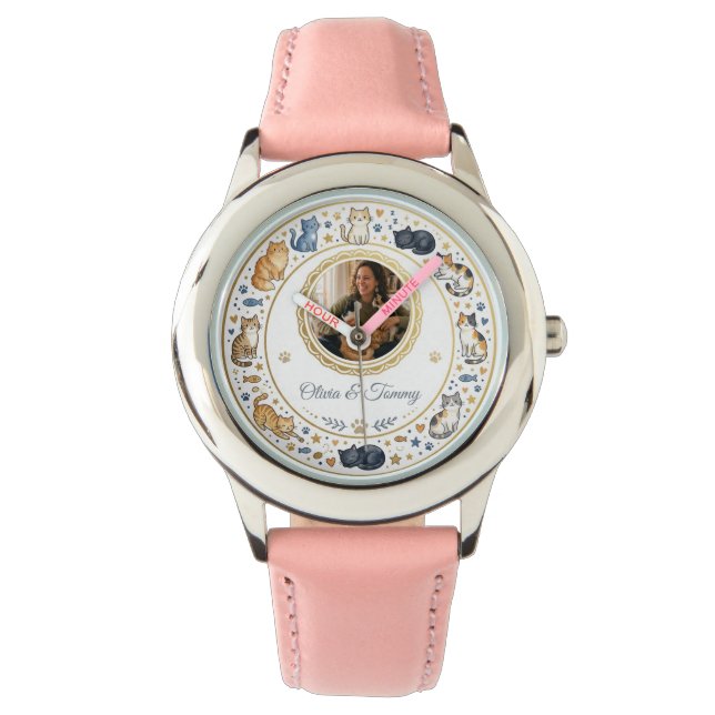 Custom Photo and Name Cat Mum  Watch (Front)