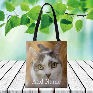 Custom Photo and Name Double Sided Tote Bag