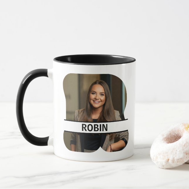 Custom Photo and Name Letter 'R' Mug (With Donut)